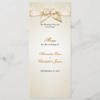 Menu de mariage Ruban Ivoire Bandes Dorées