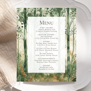 Menu de mariage rustique aquarelle en bois dans un