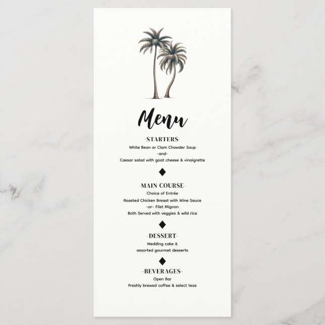 Menu de mariage rustique et côtier au thème de pal (Devant)