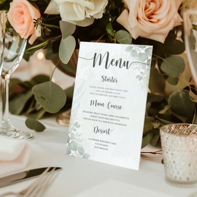 Menu de mariage rustique vert eucalyptus (Créateur téléchargé)