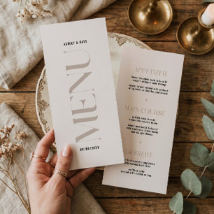 Menu de mariage simple et moderne beige bordure