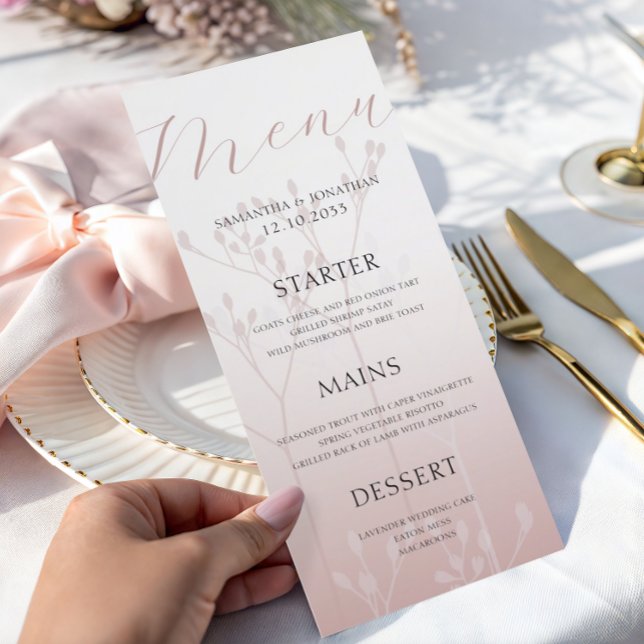 Menu de mariage simple moderne or rose pour dîner (Créateur téléchargé)
