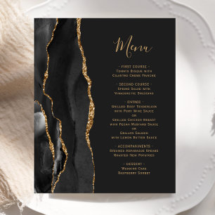 Menu de mariage sombre Budget Black Gold Agate