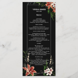 Menu de mariage sombre et lunatique Botanique Vint