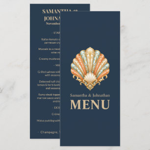Menu de mariage sur la plage luxe coquille de clam