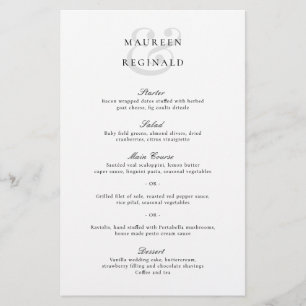 Menu de mariage traditionnel élégant