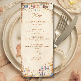 Menu de mariage vintage Boho Butterfly Garden