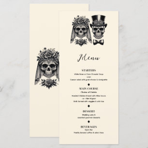 Menu de mariage vintage squelette noir et or