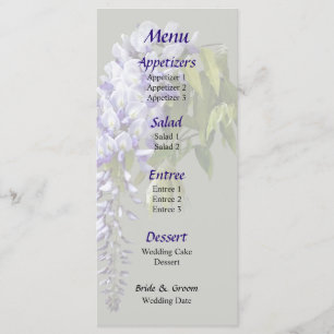Menu de mariage Wisteria et feuilles