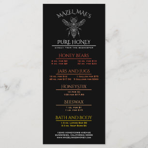 Menu de miel maison personnalisé