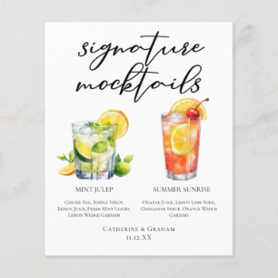 Menu de Mocktails de mariage Mint Julep Summer Sun