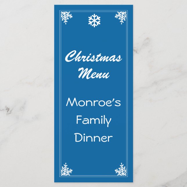 Menu de Noël Crystal Snowflake (Devant)