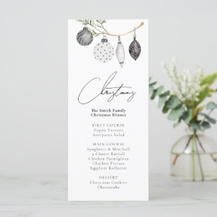 Menu de Noël Ornement noir et blanc