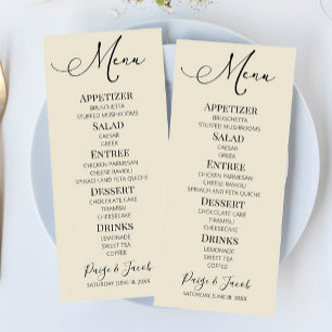 Menu de nourriture de mariage classique élégant mi