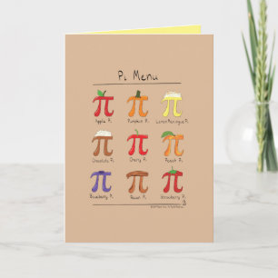 Menu de pi - carte de voeux de maths de jour de pi