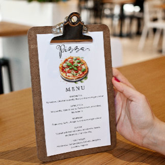 Menu de pizza minimaliste moderne