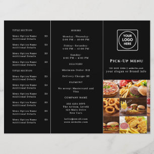 Menu de plats à emporter moderne noir   Restaurant