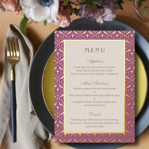 Menu de réception de mariage Art Déco sur carte de