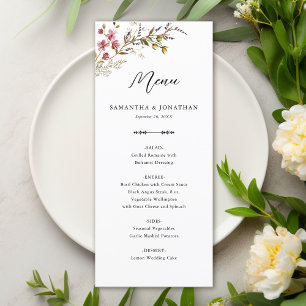 Menu de réception de mariage aux fleurs sauvages d