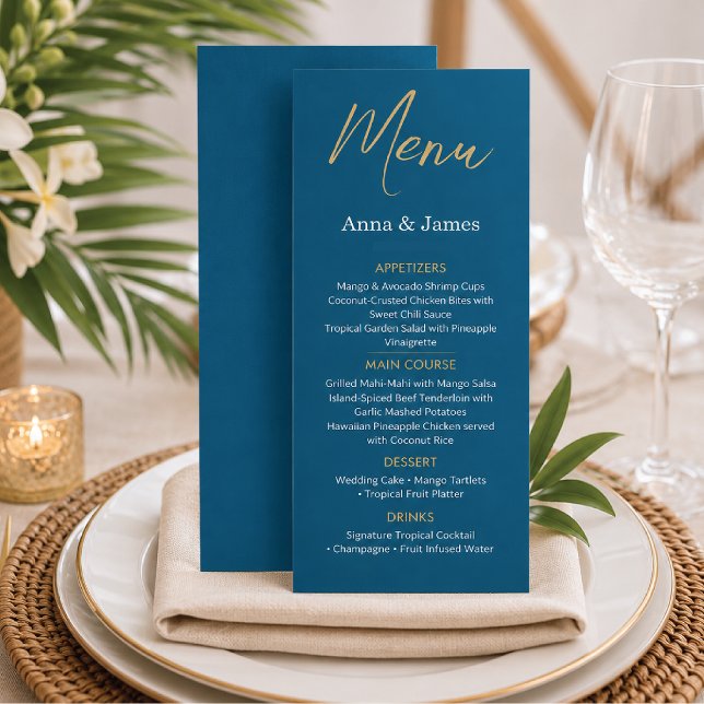 Menu de réception de mariage de destination Blue & (Créateur téléchargé)
