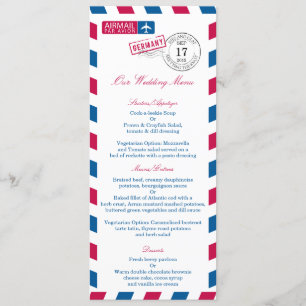 Menu de réception de mariage de par avion de