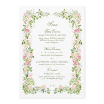 Menu de réception de mariage floral à l'aquarelle 
