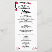Menu de réception de mariage Inséparable