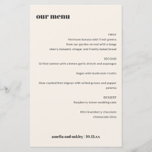 Menu de réception de mariage rétro gras en ivoire