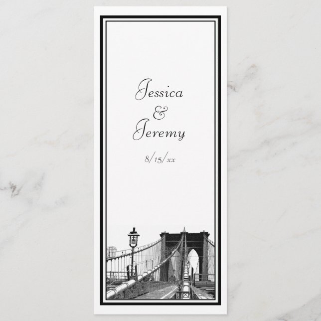 Menu de réception NYC Skyline Pont de Brooklyn #2 (Devant)