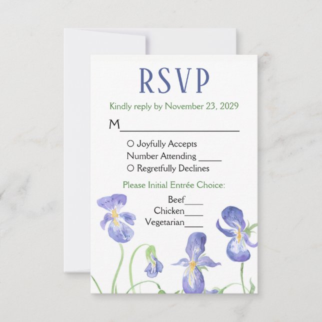 Menu de repas de réponse du Mariage RSVP Floral Ir (Devant)