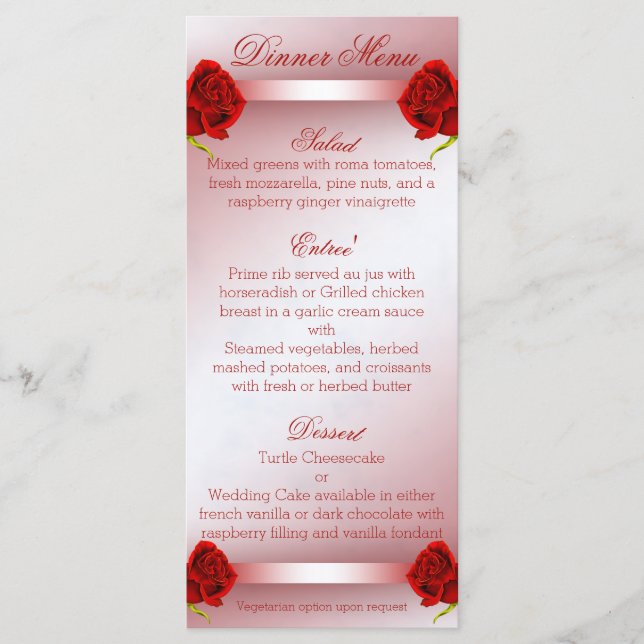 Menu de roses rouges (Devant)