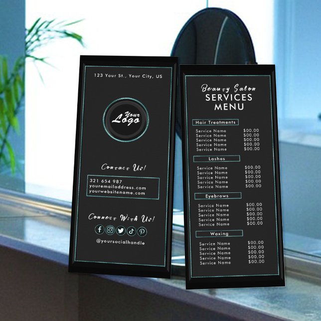 Menu de salon moderne simple noir sarcelle profess (Créateur téléchargé)