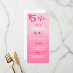Menu de Table Rose Pailleté pour Quinceañera