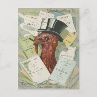 Menu de Thanksgiving au chapeau haut de forme ciga