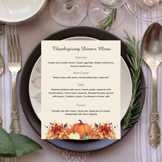 Menu de Thanksgiving Message de gratitude (Créateur téléchargé)