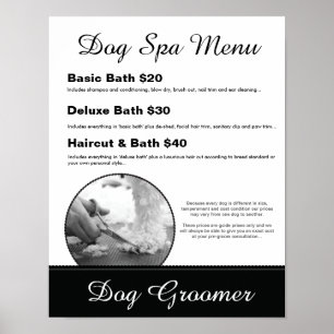 Menu de toilettage pour chiens - Affiche personnal