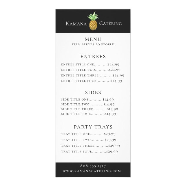 Menu de traiteur à l'ananas (Devant)