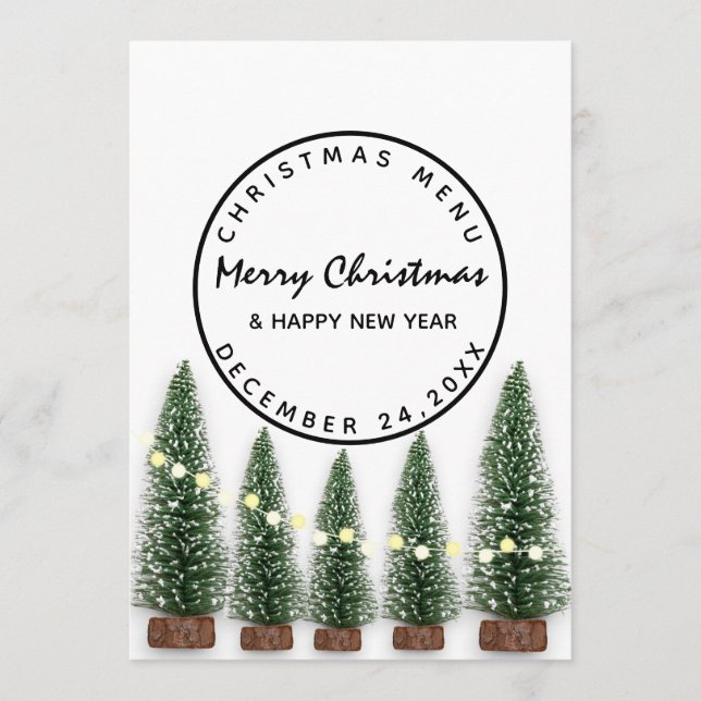 Menu de vacances de Noël hiver Arbre vert clair (Devant)