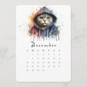 Menu Décembre Calendrier autonome Kitty Cat Splash Art