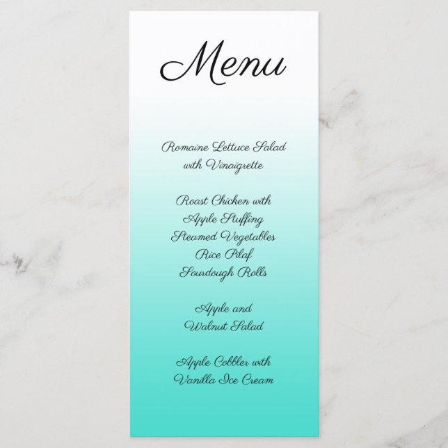 Menu Dégradé Turquoise minimaliste (Devant)