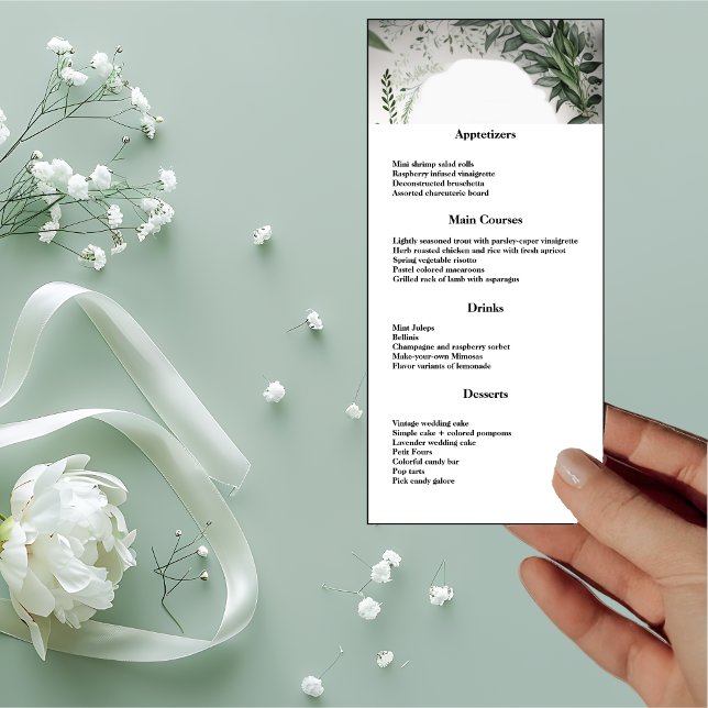 Menu Délicats Feuilles Printaniers Encerclant le dîner  (Créateur téléchargé)
