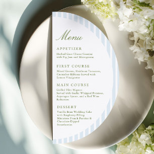 Menu Demi-cercle rayures bleues chic 