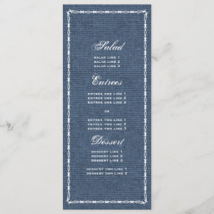 Menu Denim de pays et fil bleus de Barb