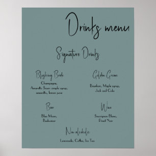 Menu des boissons affiche de mariage