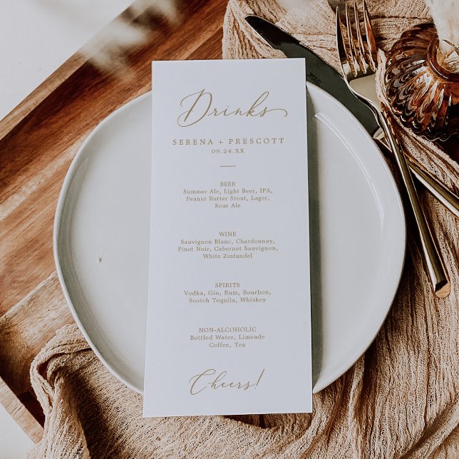 Menu des boissons de la barre Mariage Gold Delicat (Créateur téléchargé)