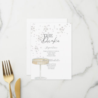 Menu des boissons de la douche de mariée Perles &