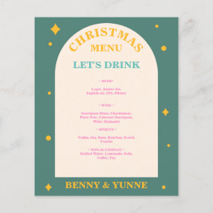 Menu des boissons de Noël, de couleurs vives et am