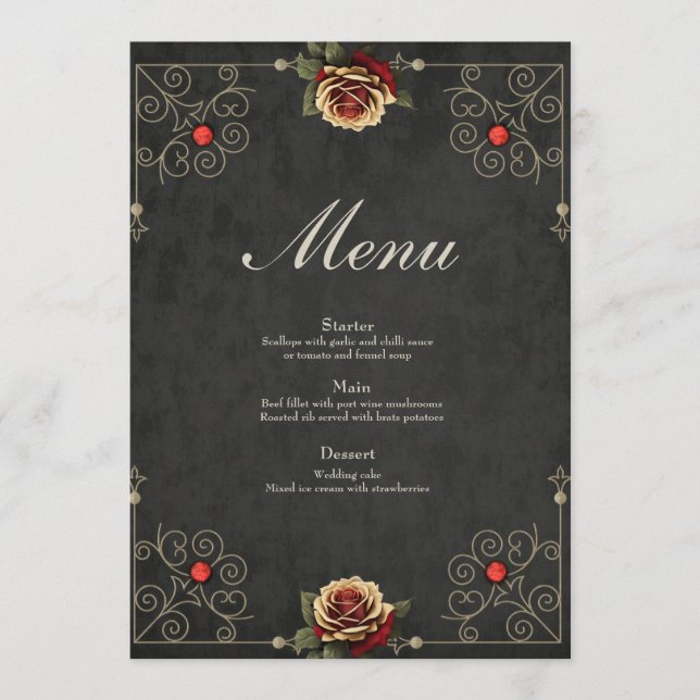 Menu Des moments dorés d'amour. (Devant)