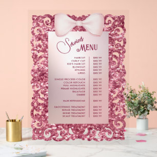 Menu des services de la boîte rose du cadre de Par