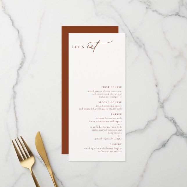 Menu Desert Sienna minimaliste moderne (Devant/Arrière en situation)